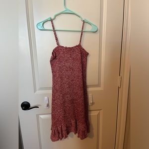 Red and white floral slip dress